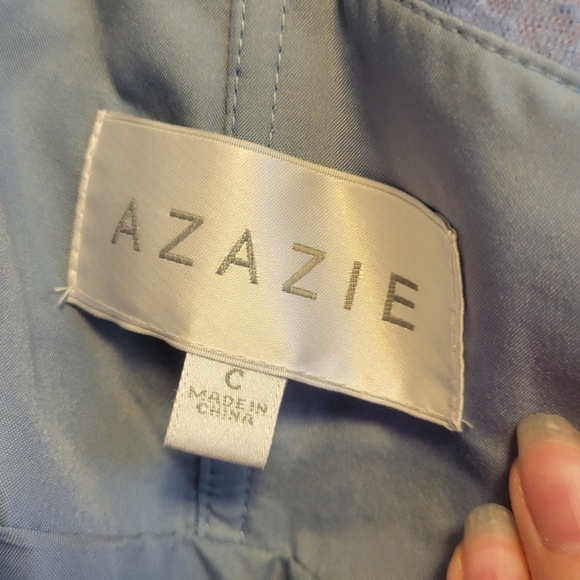 Azazie "Brenda" Long Tulle/Lace Dress in Dusty Blue Custom Sz 4/6 - Picture 11 of 16